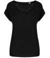 SP321 Spasso Ladies V Neck Linen T-Shirt Black colour image
